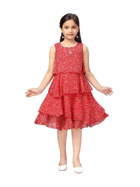 aarika kids red printed top set