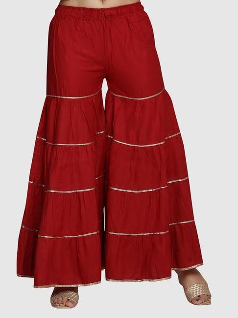 aarika maroon cotton striped sharara