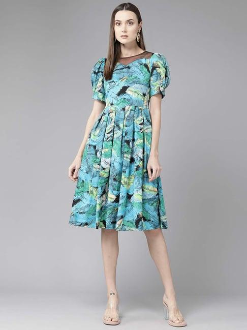 aarika multicolored floral print a-line dress