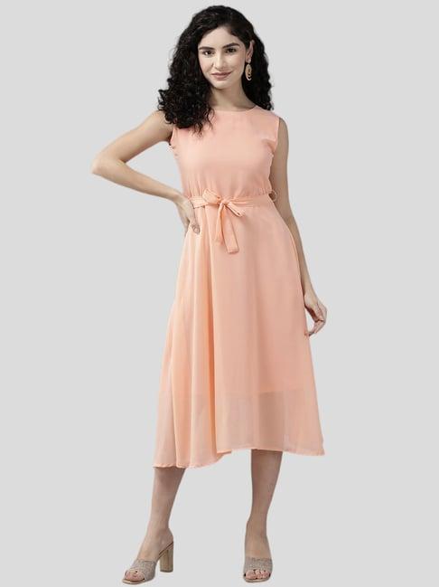 aarika peach a-line dress