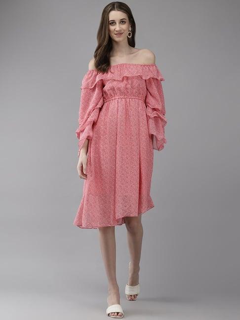 aarika pink floral print a-line dress