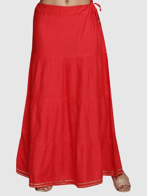 aarika red cotton skirt