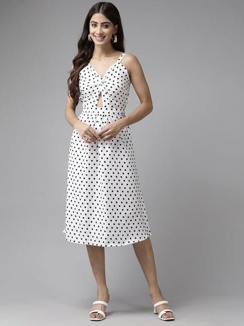 aarika white polka dots a-line dress