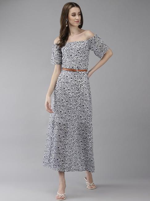 aarika white printed maxi dress