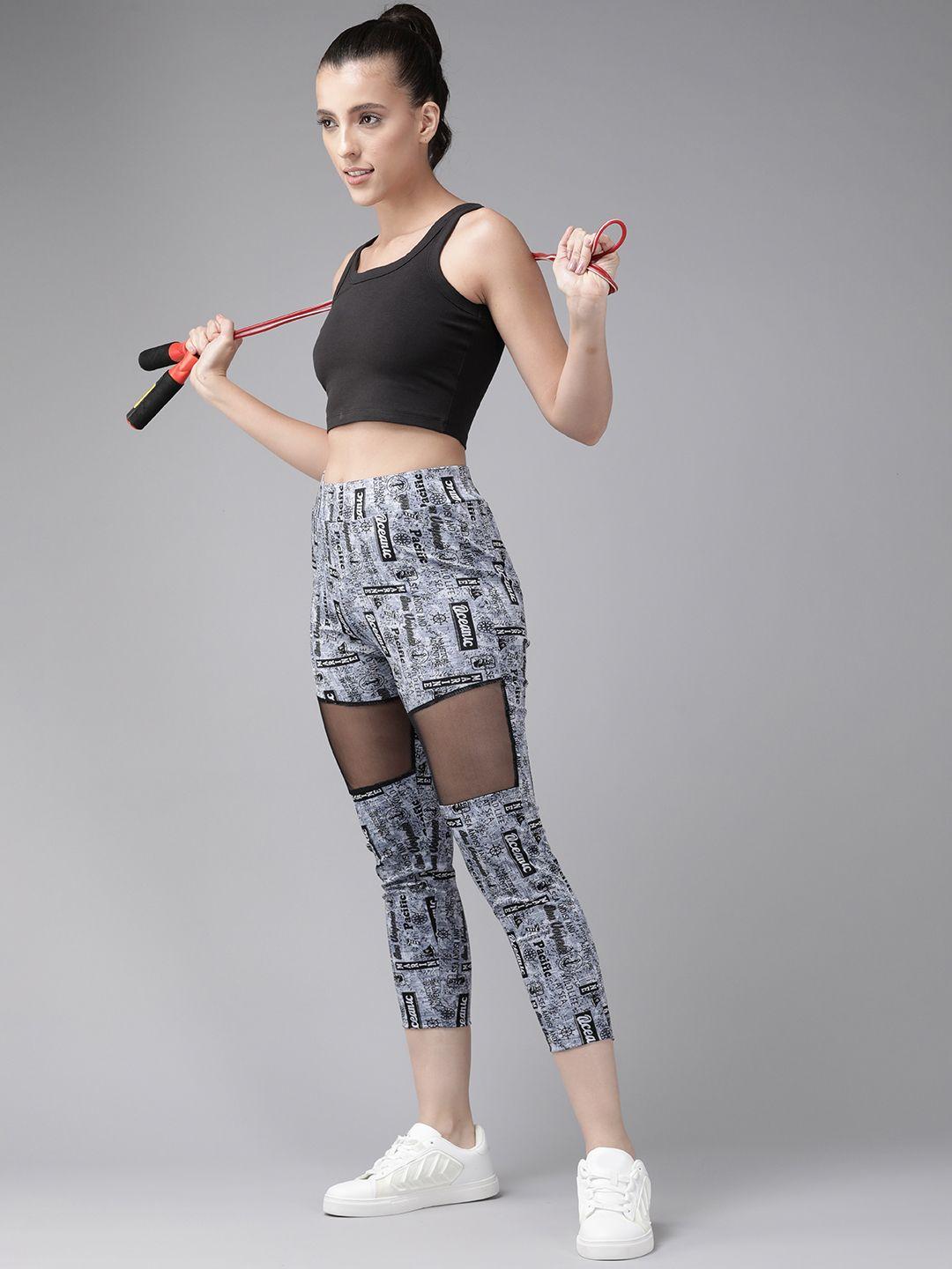 aarika women slim fit printed cropped rapid-dry sports tights
