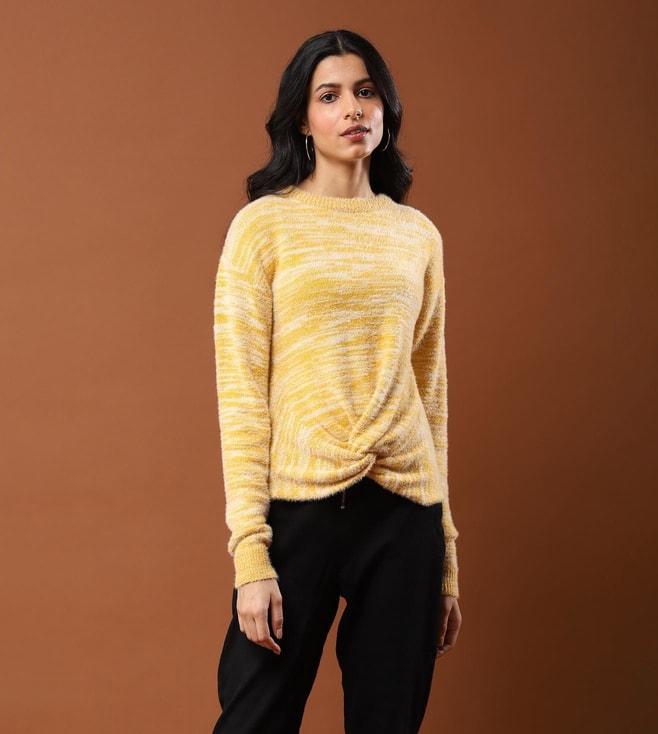 aarke ritu kumar yellow textured knot sweater