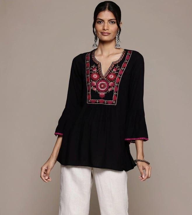 aarke ritu kumar black blossoms tunic