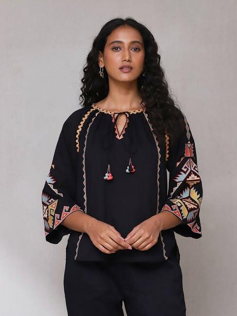 aarke ritu kumar black embroidered top