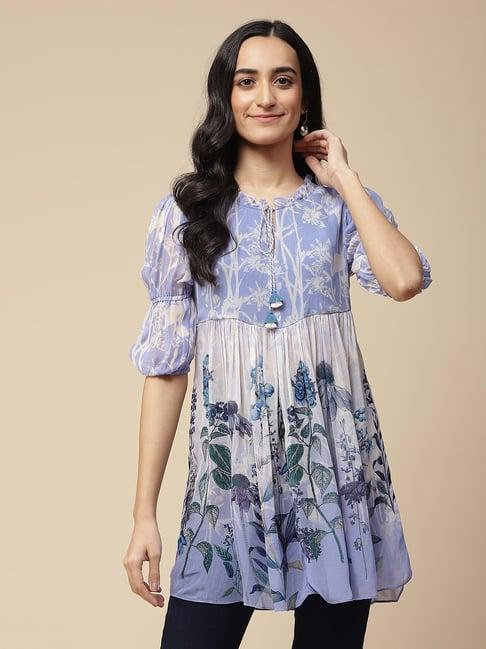 aarke ritu kumar blue floral print tunic