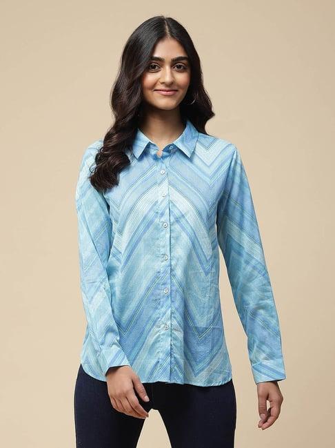 aarke ritu kumar blue printed shirt