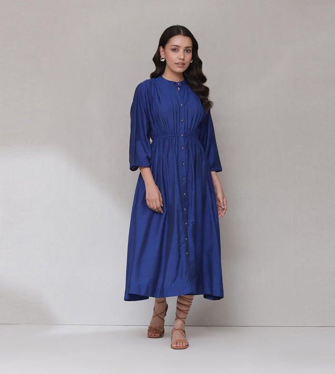 aarke ritu kumar blue solid dress