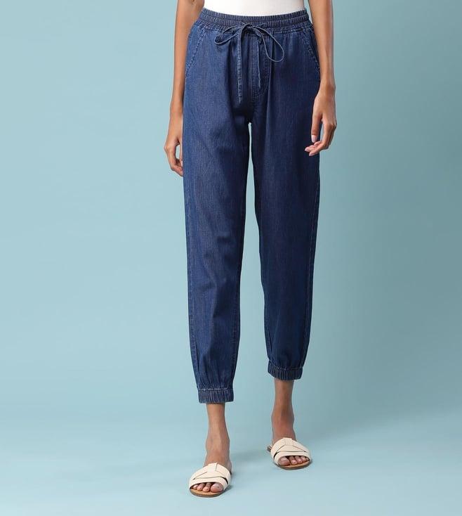 aarke ritu kumar blue tie-up jogger pants