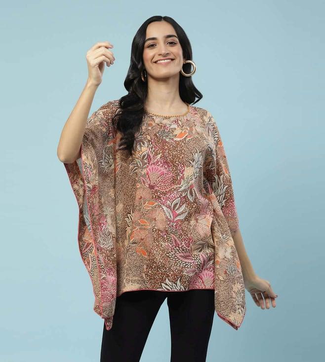 aarke ritu kumar brown botanical print top