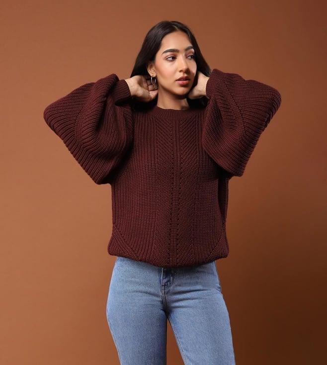 aarke ritu kumar brown cable knit sweater