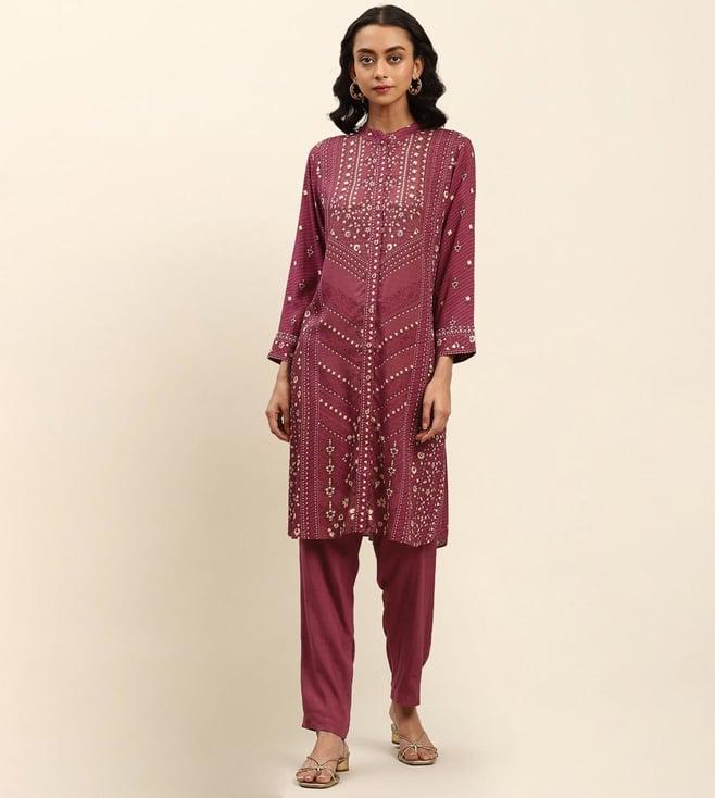 aarke ritu kumar brown printed kurta