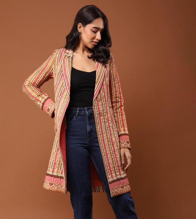 aarke ritu kumar brown striped trench coat