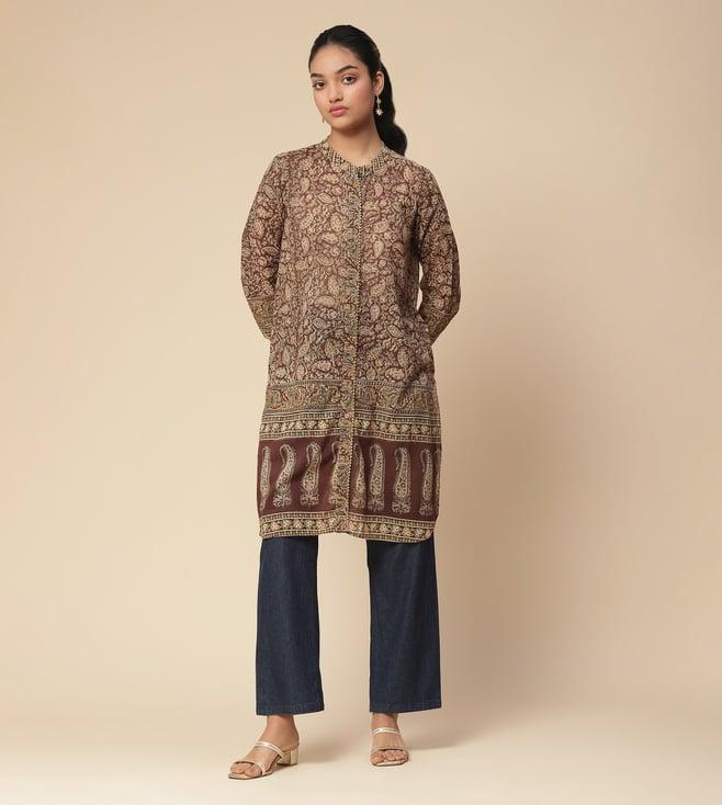 aarke ritu kumar brown stuti paisley print kurta