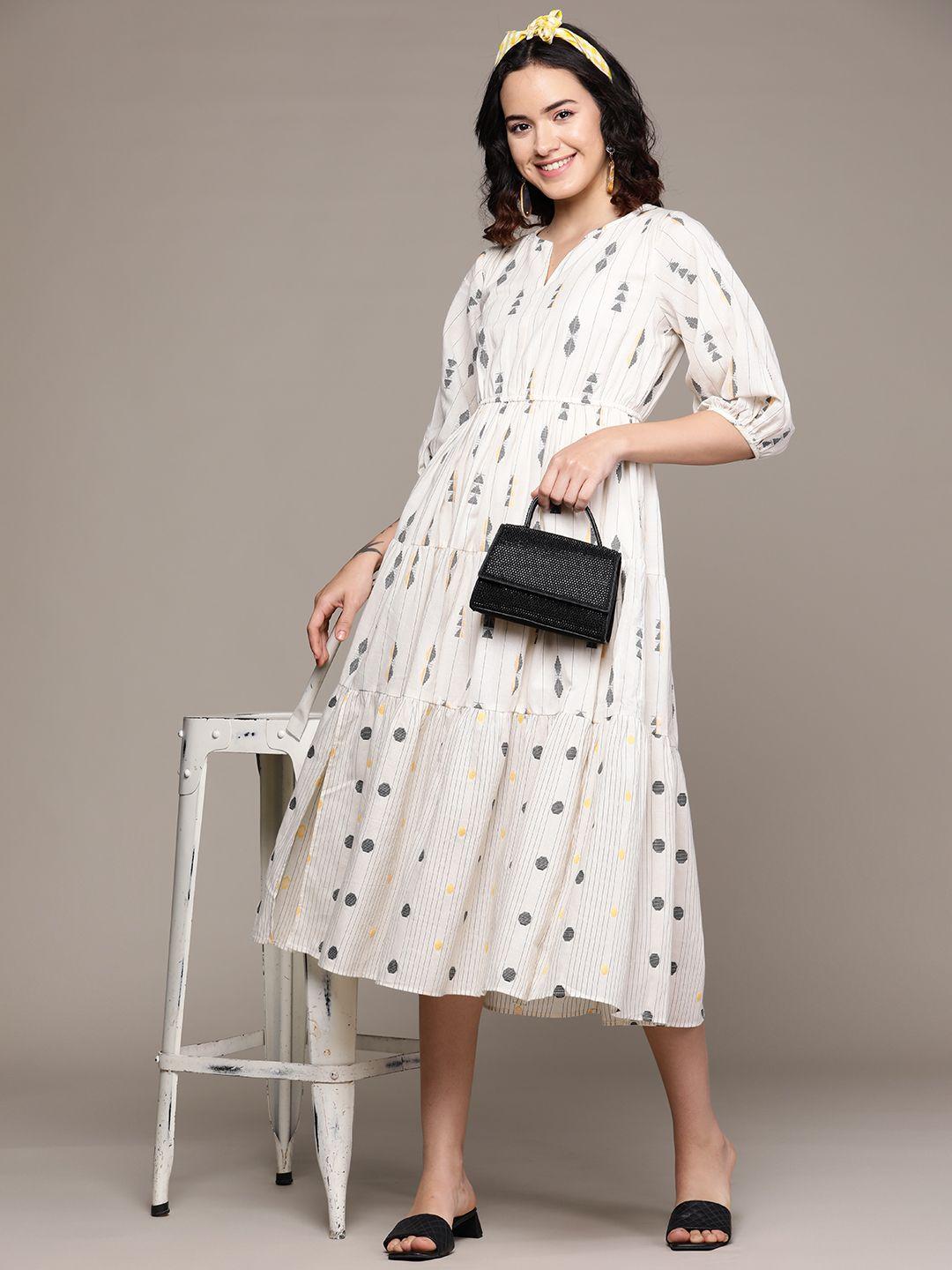 aarke ritu kumar dyed puff sleeves fit & flare midi dress