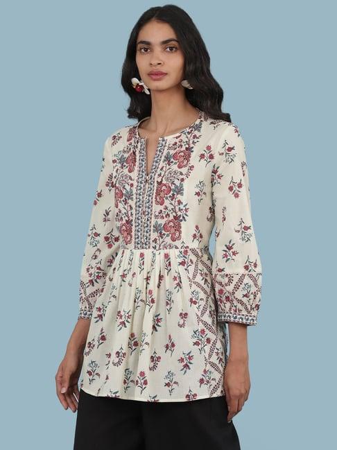 aarke ritu kumar ecru floral print tunic