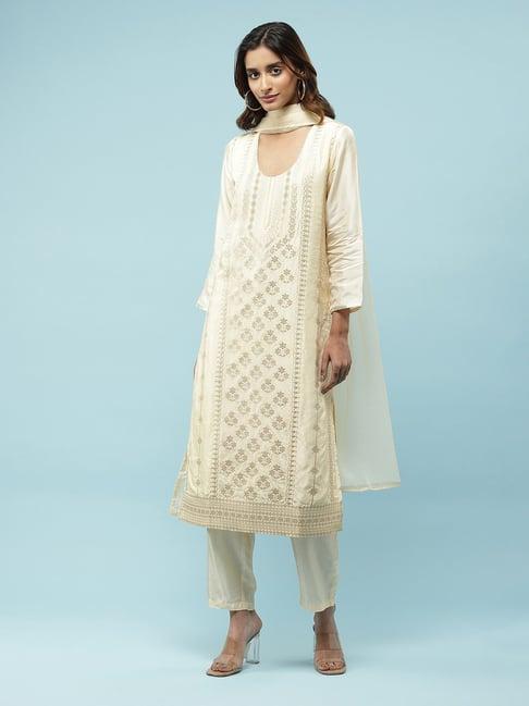 aarke ritu kumar ecru kurta with pant & dupatta