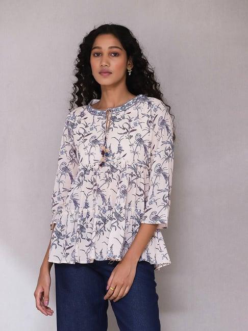 aarke ritu kumar ecru printed top