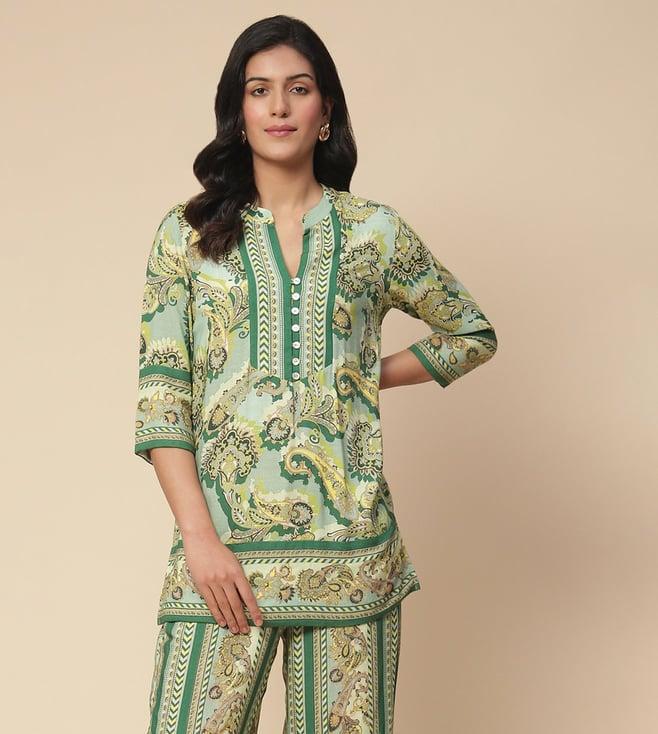 aarke ritu kumar emerald twiggy paisley print kurta with pant co-ord set