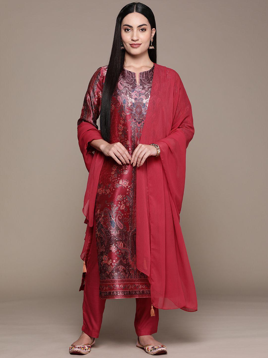 aarke ritu kumar ethnic motifs printed regular kurta with trousers & dupatta