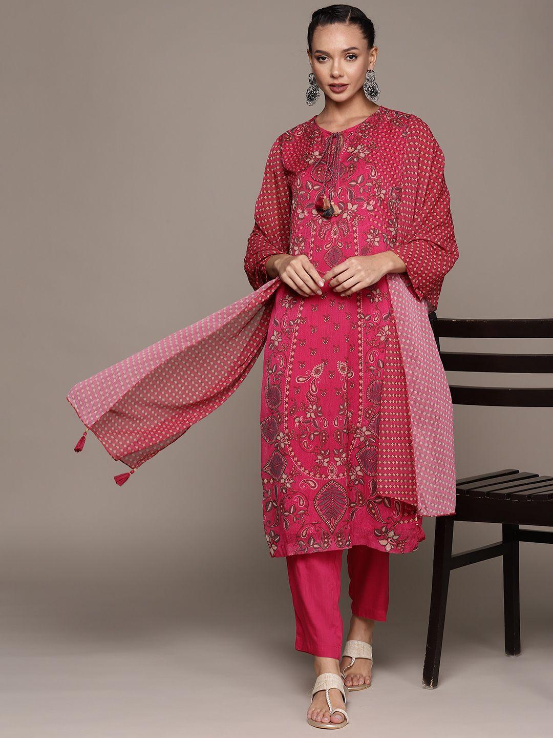 aarke ritu kumar ethnic motifs printed regular kurta with trousers & dupatta