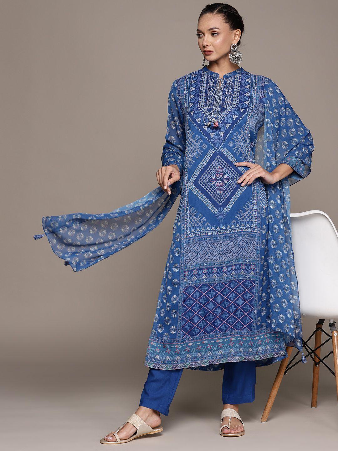 aarke ritu kumar ethnic motifs printed regular kurta with trousers & dupatta