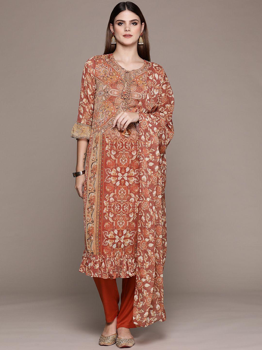 aarke ritu kumar ethnic motifs printed regular kurta with trousers & dupatta