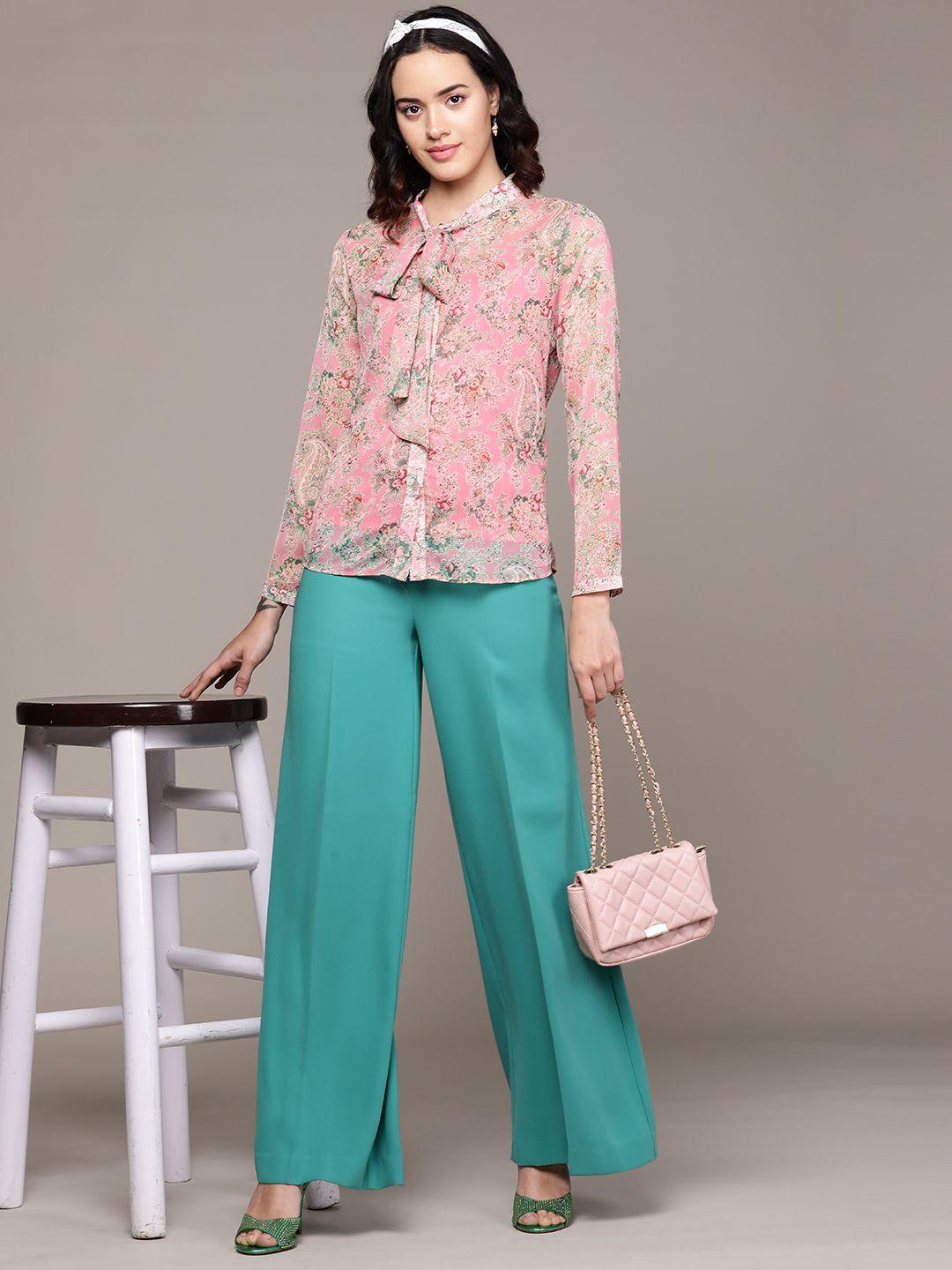 aarke ritu kumar floral print chiffon top with camisole