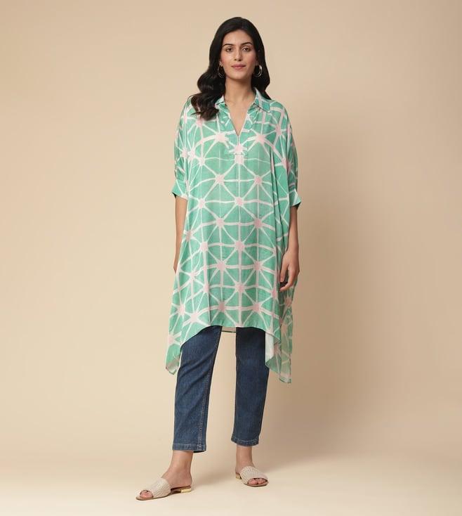 aarke ritu kumar green ananta abtract print kaftan