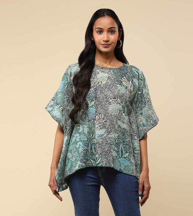 aarke ritu kumar green botanical print top