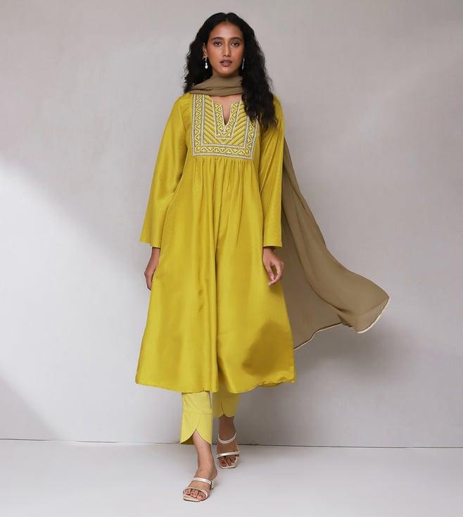 aarke ritu kumar green embroidered kurta with bottom and dupatta