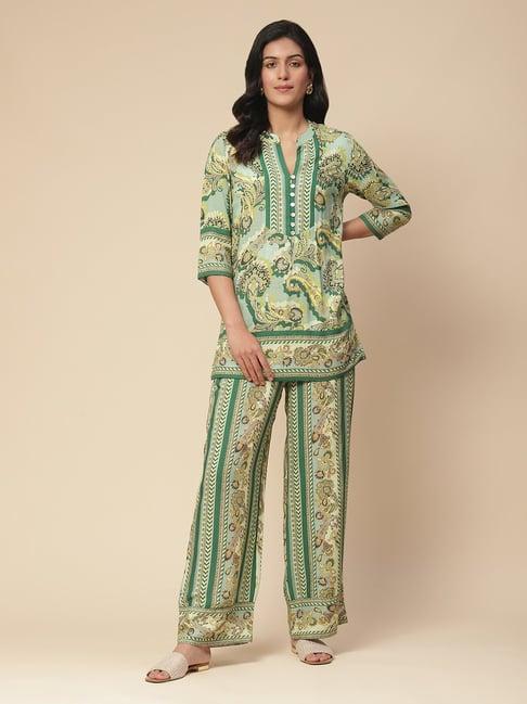 aarke ritu kumar green printed kurti with pants