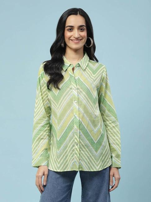 aarke ritu kumar green printed shirt