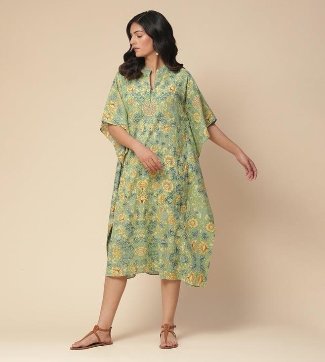 aarke ritu kumar green tutti fruti printed kaftan