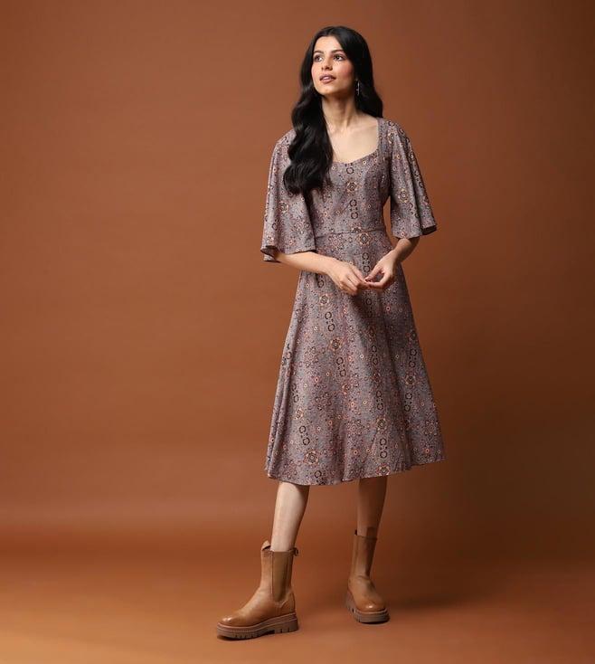 aarke ritu kumar grey printed dress