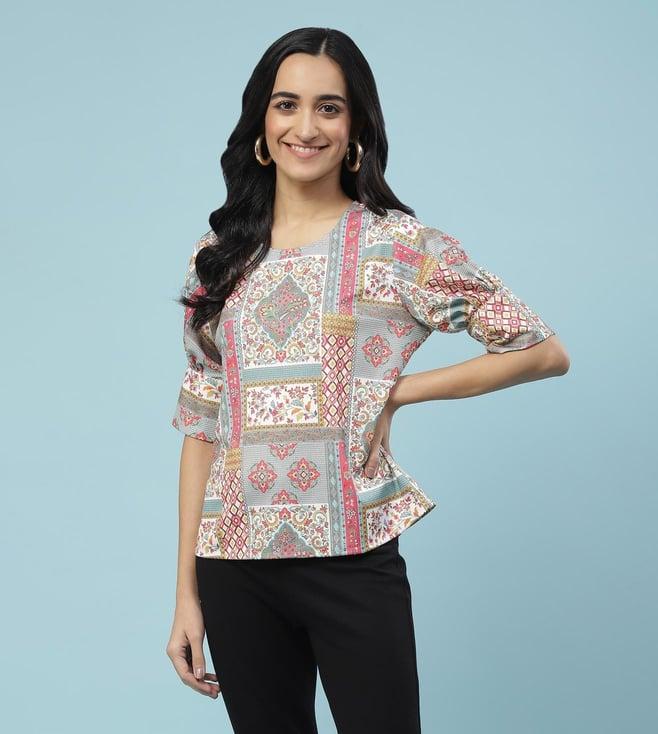 aarke ritu kumar multicolor abstract print top