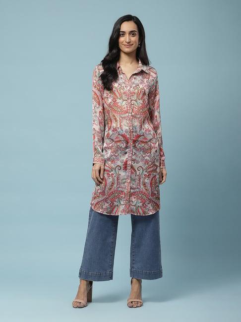 aarke ritu kumar multicolor floral a line kurta with camisole