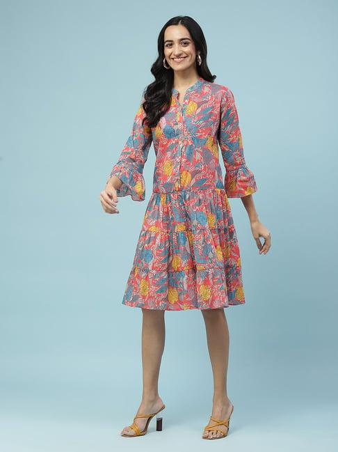 aarke ritu kumar multicolor printed midi dress