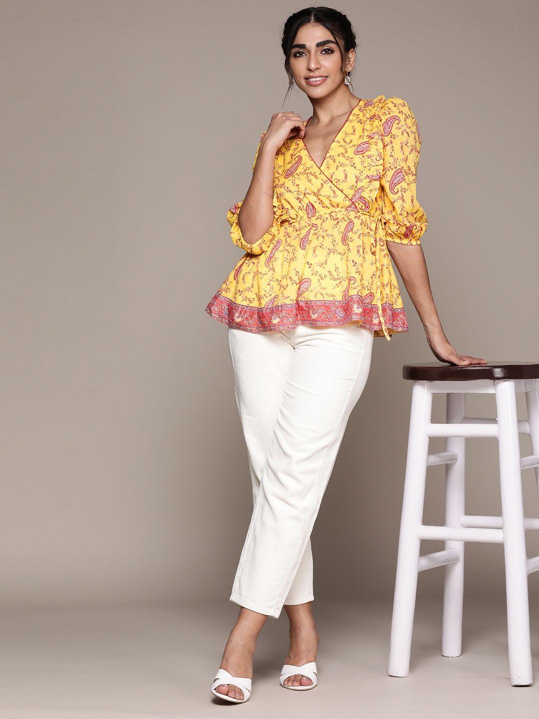 aarke ritu kumar paisley printed pure cotton empire top