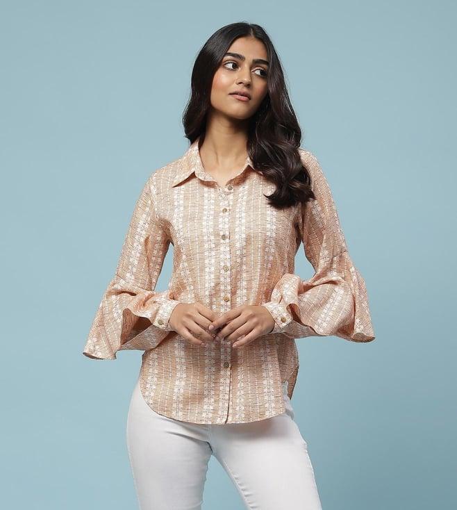 aarke ritu kumar peach yarn dyed shirt