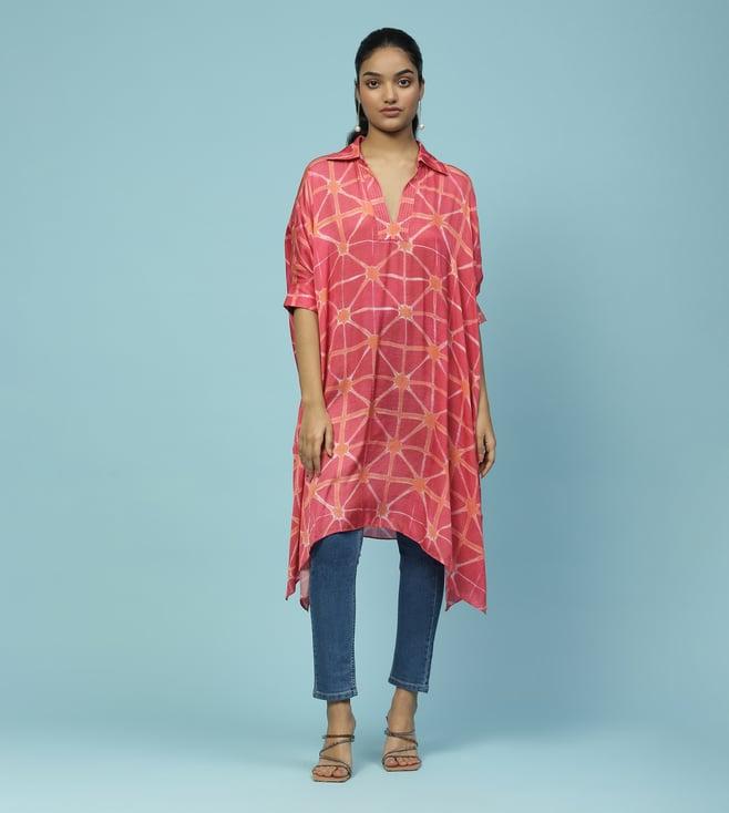 aarke ritu kumar pink ananta abstract print kaftan