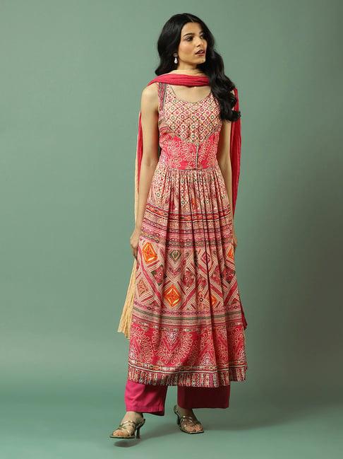 aarke ritu kumar pink anarkali kurta with palazzo and dupatta