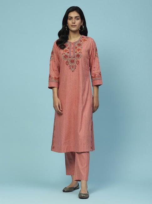 aarke ritu kumar pink embroidered kurta with pants