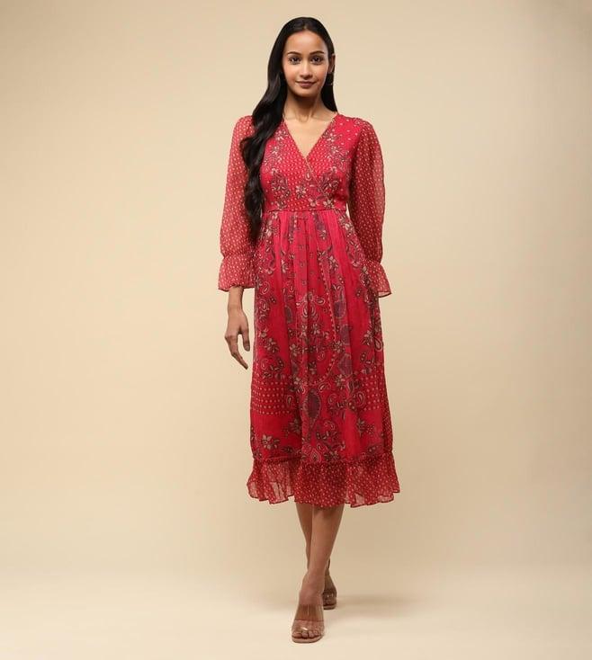 aarke ritu kumar pink floral print long dress