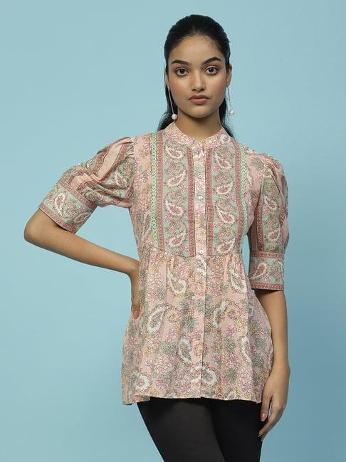 aarke ritu kumar pink floral print top