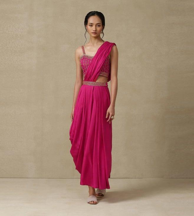 aarke ritu kumar pink solid saree draped saree with blouse
