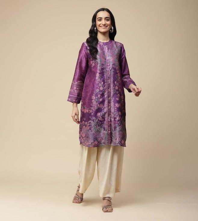 aarke ritu kumar purple paisley print kurta